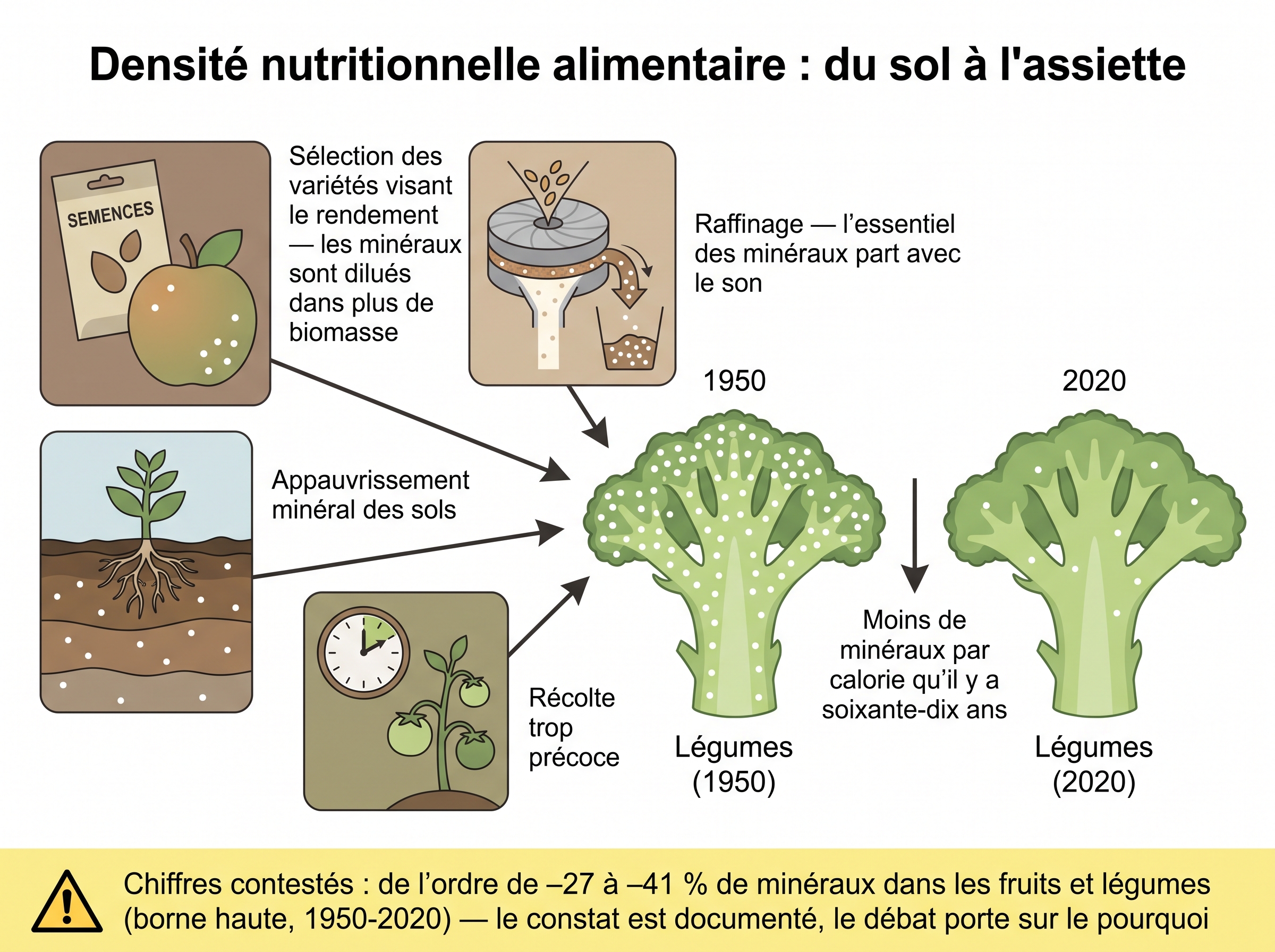 Densité nutritionnelle alimentaire (sol → assiette)