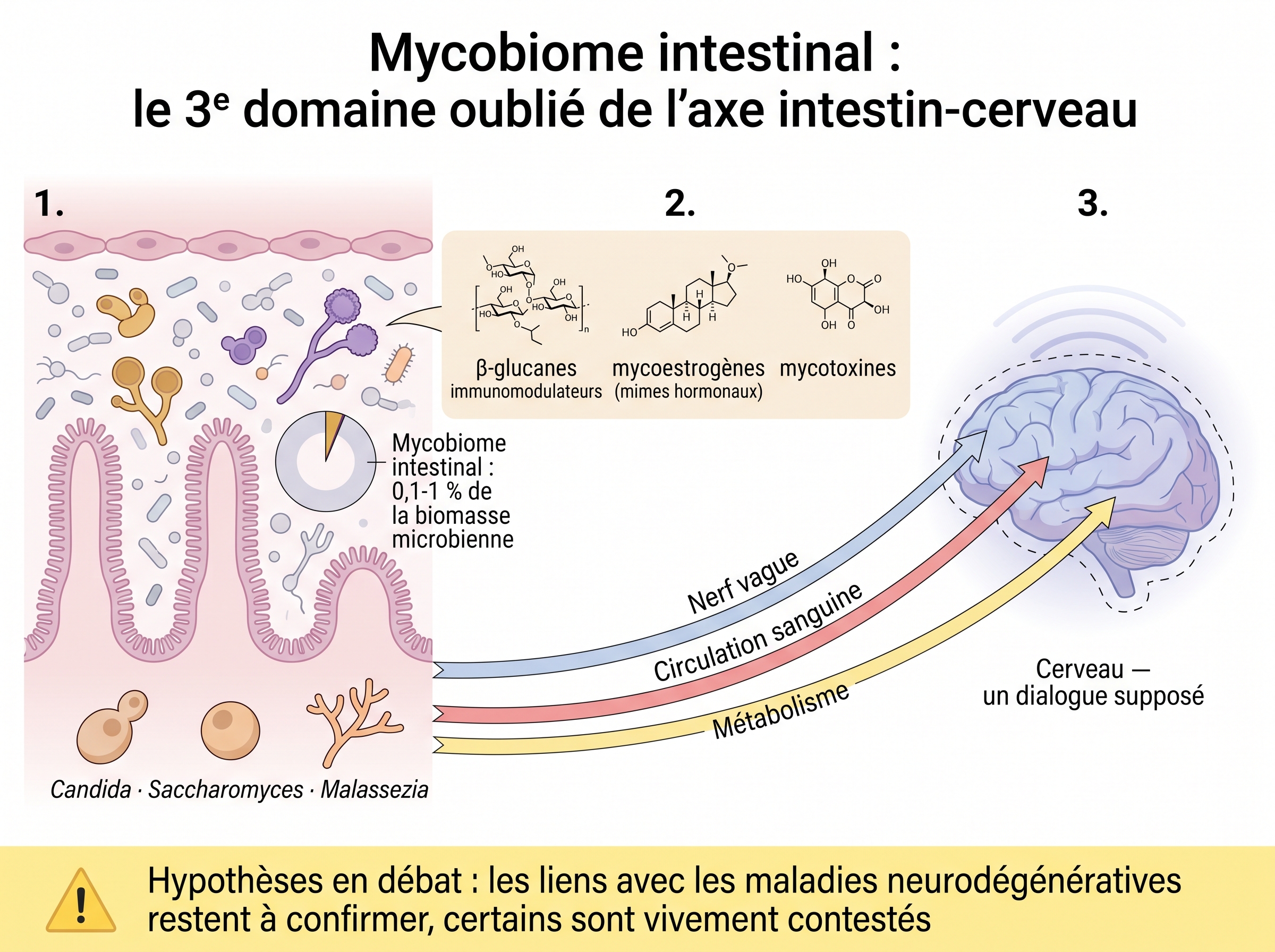 Mycobiome intestinal et axe gut-brain fongique : le 3ᵉ domaine oublié de la santé humaine