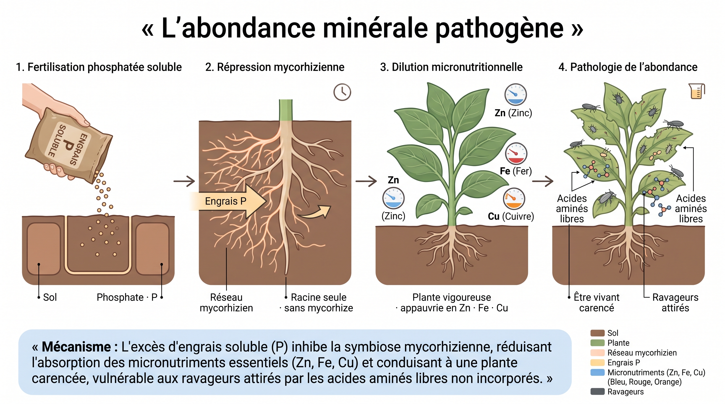 C53 — P soluble → Répression mycorhizienne → Dilution micronutritionnelle : l'abondance minérale pathogène