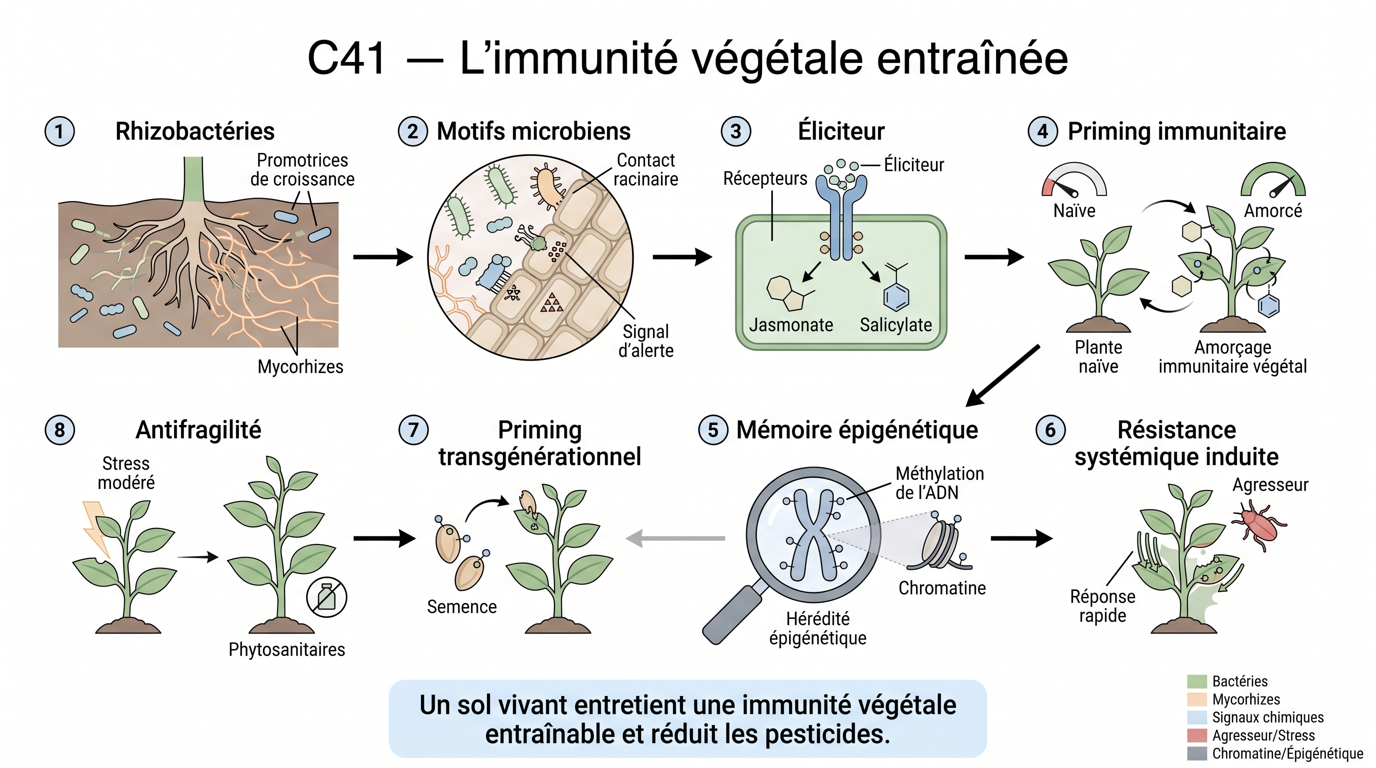 C41 — Rhizobactéries → priming immunitaire → antifragilité végétale