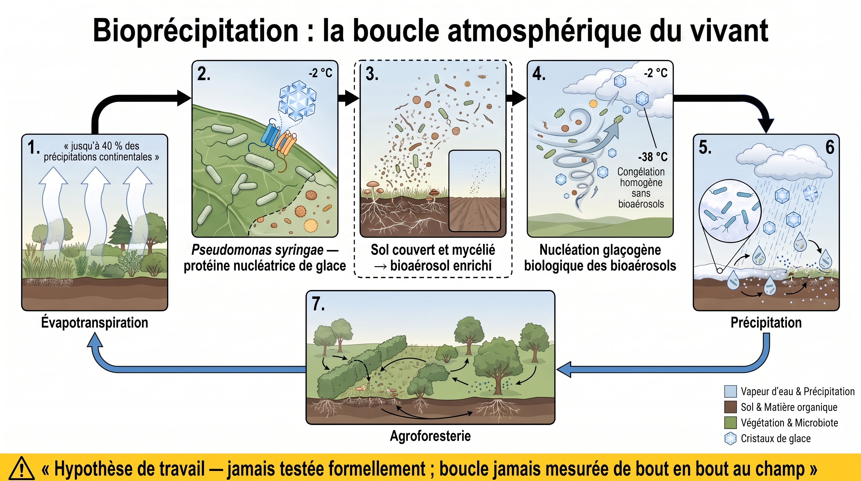 C46 — Bioprécipitation : la boucle atmosphérique du vivant — hypothèse de synthèse