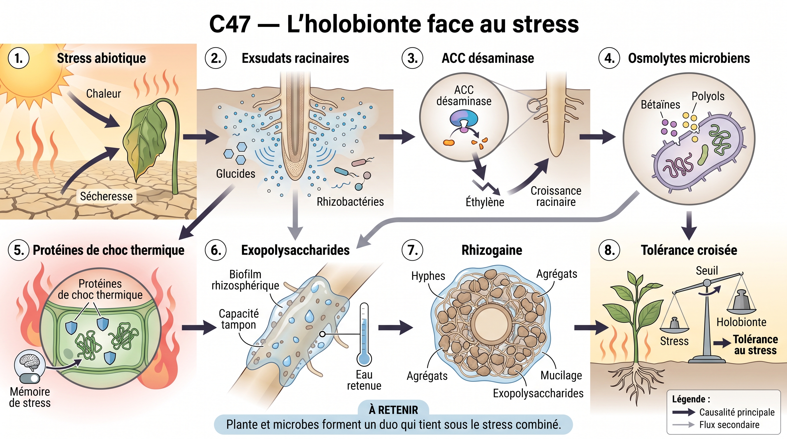 C47 — Stress abiotique → réponse microbienne : la tolérance de l'holobionte