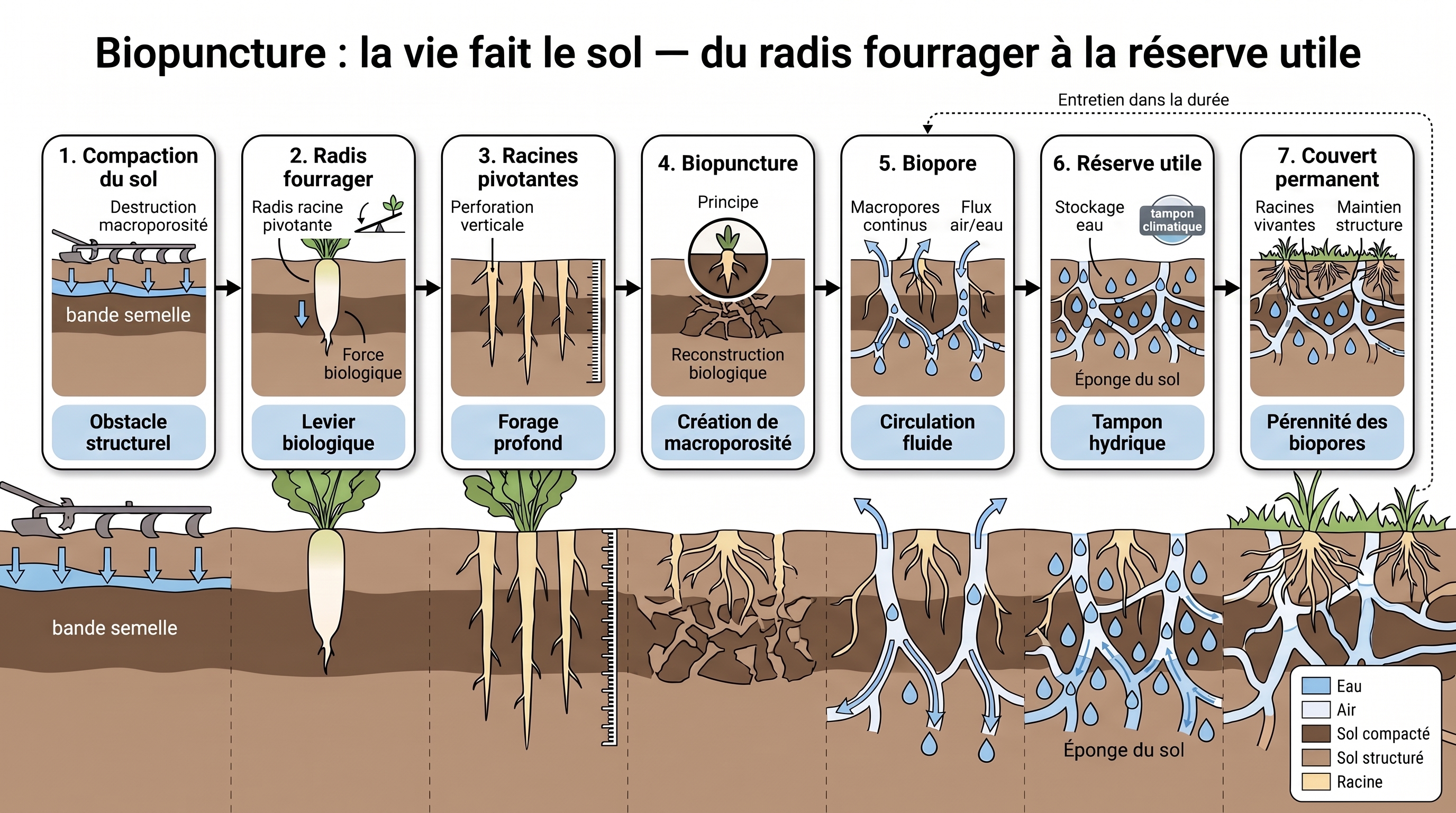 C54 — Biopuncture : la vie fait le sol — du radis fourrager à la réserve utile