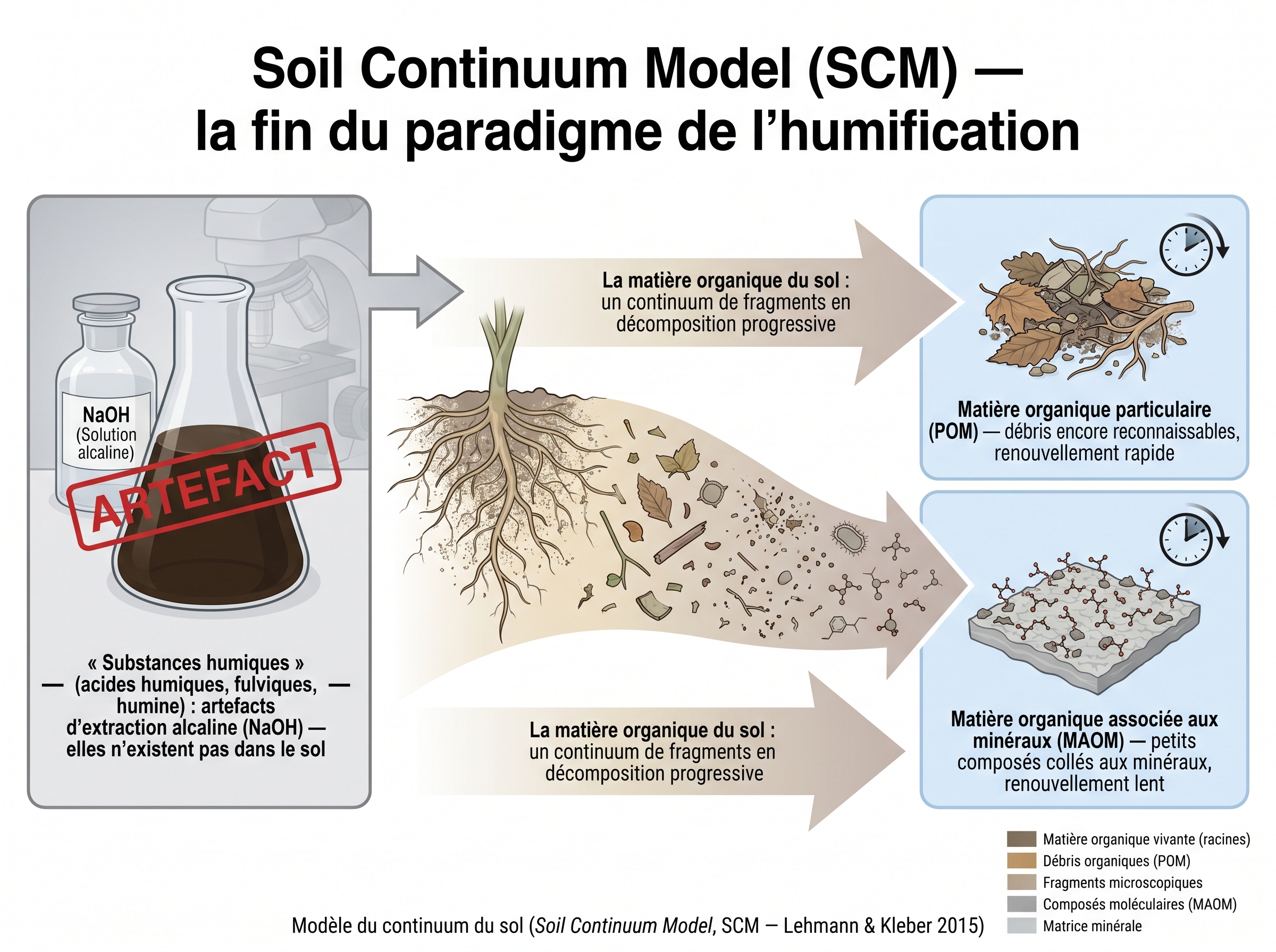 Soil Continuum Model (SCM) : fin du paradigme de l'humification, necromasse microbienne et fractions fonctionnelles MAOM/POM